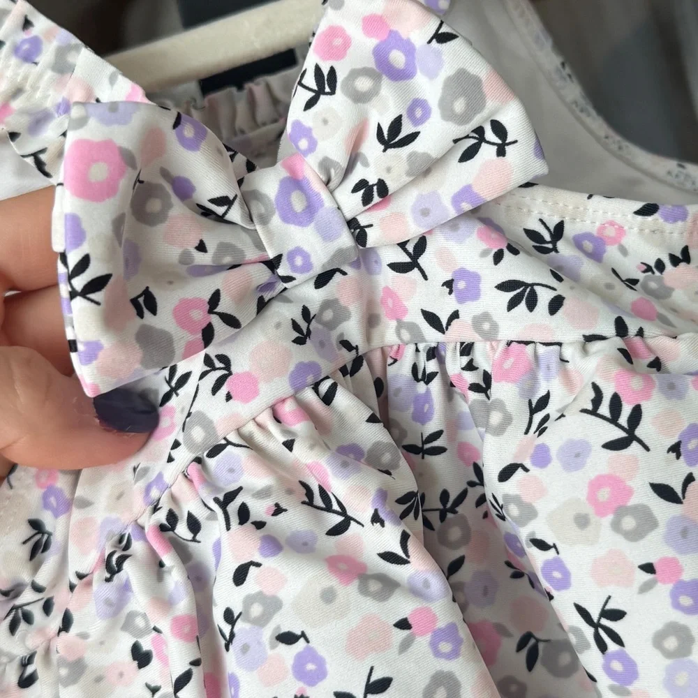 Kate Spade floral swimsuit one piece bow ruffle skirt baby girl ditsy print